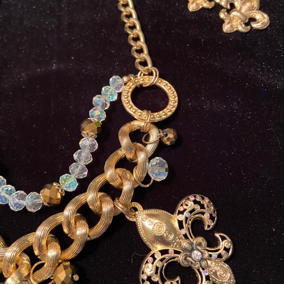 Vintage necklace and earrings Gold tone Set - Picture 5 of 10